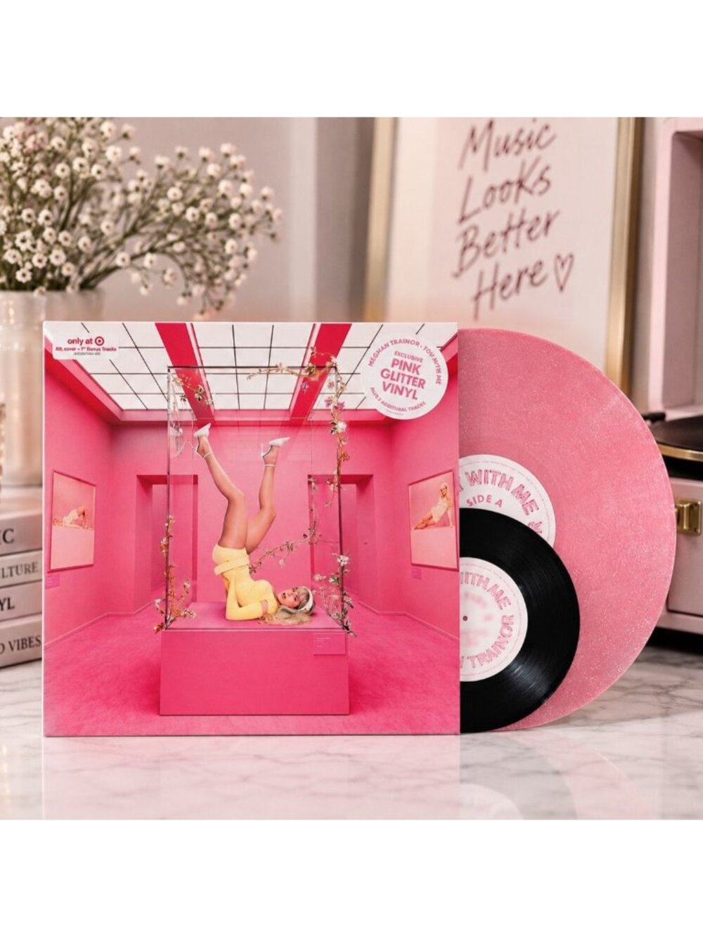 Meghan Trainor Toy With Me Pink Glitter Vinyl LP + 7" Bonus Target Exclusive NEW